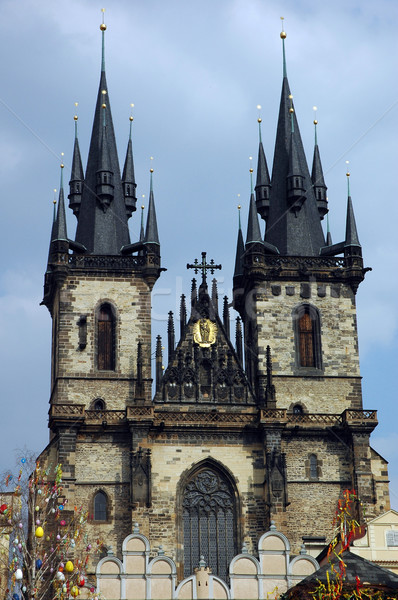 Kathedraal Pasen Praag decoratie markt band Stockfoto © fyletto