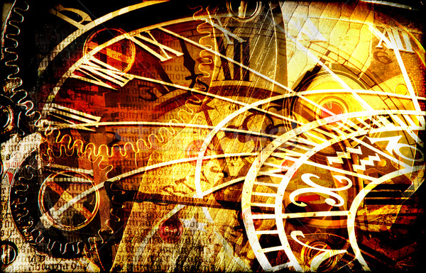 Geheimnisvoll Zeit schmutzig Design Maschinen Uhr Stock foto © fyletto