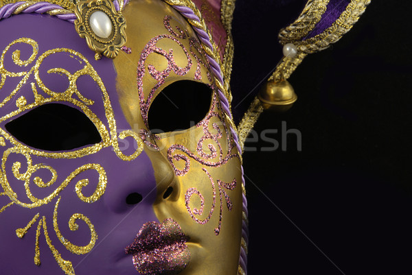 Velencei maszk gyönyörű fél arany ibolya fekete Stock fotó © fyletto