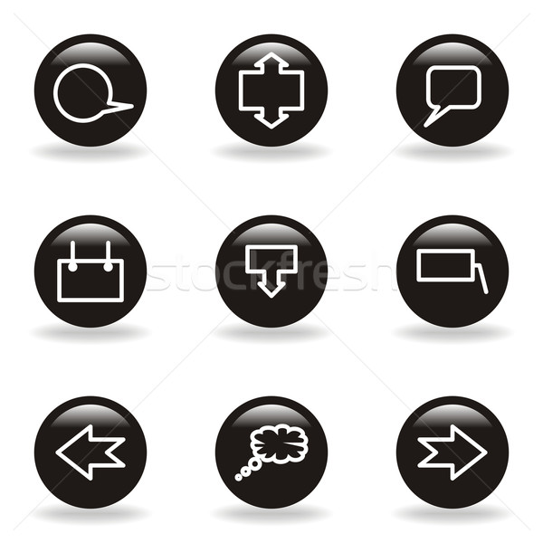 Stockfoto: Glanzend · ingesteld · web · icons · zwarte · cirkel