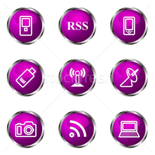 Сток-фото: набор · веб-иконы · фиолетовый · цвета