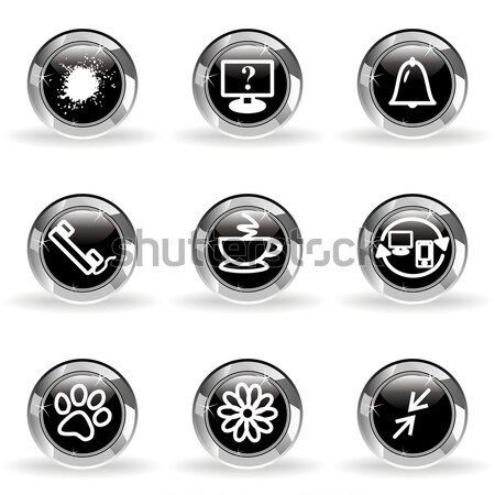 Glänzend Set Web-Icons 31 schwarz Stock foto © Fyuriy