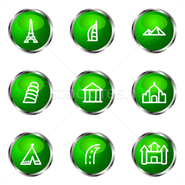 Foto stock: Establecer · iconos · de · la · web · verde · color