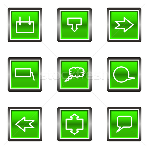 Glanzend ingesteld vierkante web icons groene Stockfoto © Fyuriy