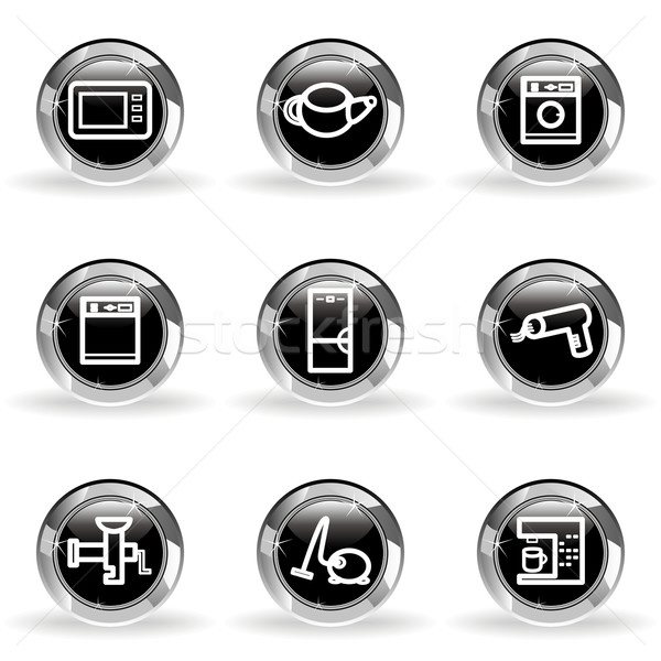 набор веб-иконы черный круга Сток-фото © Fyuriy