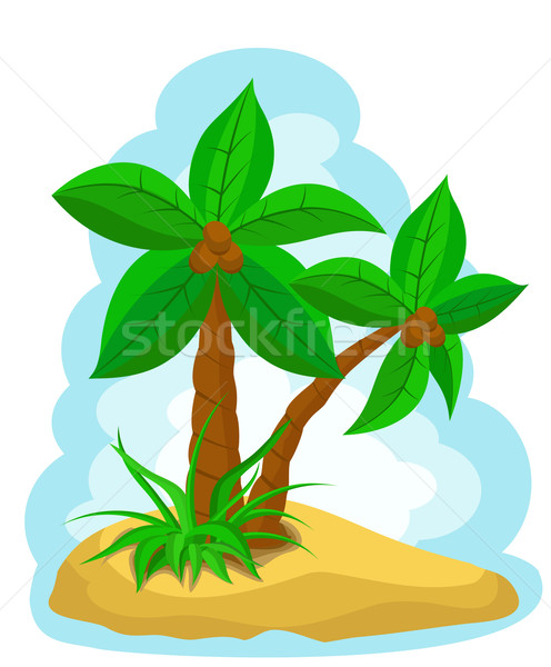 Palmiers cocotier arbres coco plage eau [[stock_photo]] © g215