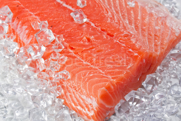 Foto stock: Salmão · gelo · comida · carne · rio · sushi