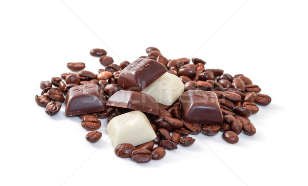 çikolata kahve çekirdekleri beyaz doku gıda karanlık Stok fotoğraf © g215