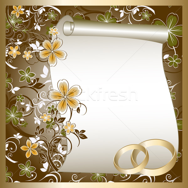 Esküvői meghívó virágmintás minta hely szöveg virág Stock fotó © g215