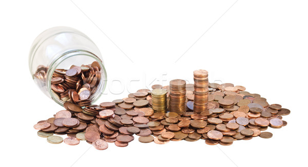 Bank with coins. European currency, background coins Stock photo © g215