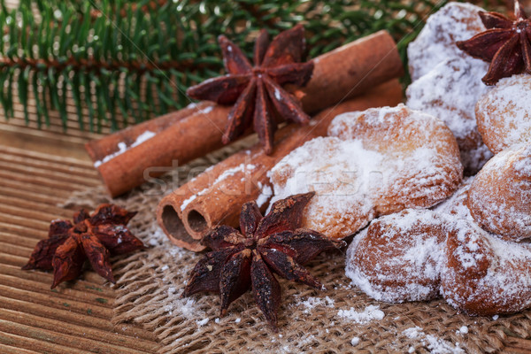 Cookies with cinnamon and anise on a wooden background Stock photo © g215