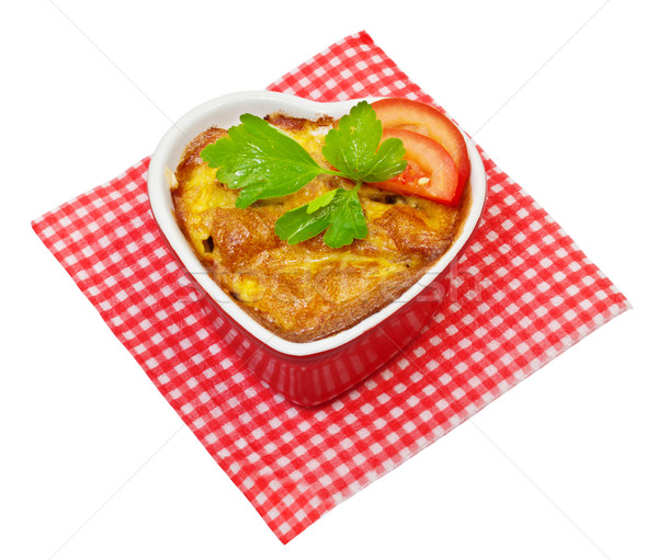 Meat baked in a pot on a white background Stock photo © g215