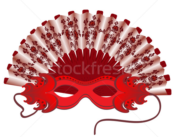 Hand-held fan and a mask.  Stock photo © g215