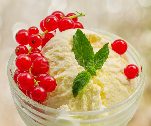 Vanilla ice cream with red currants Stock photo © g215