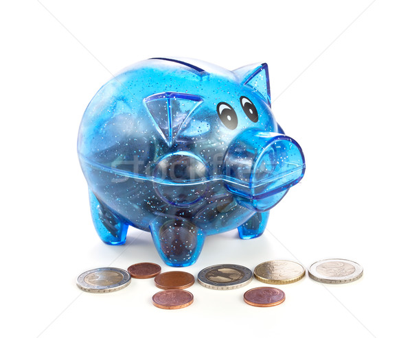 Pig a coin box with coins on a white background Stock photo © g215