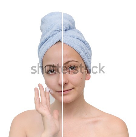 Foto stock: Retrato · aislado · blanco · cuidado · de · la · piel · mujer · jóvenes