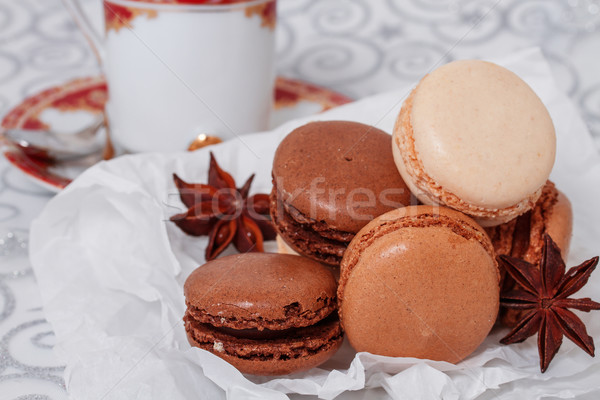 Franceza macarons ceaşcă cafea dragoste natură Imagine de stoc © g215