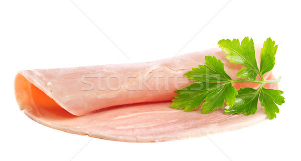 Ham with a sprig of parsley on a white background Stock photo © g215