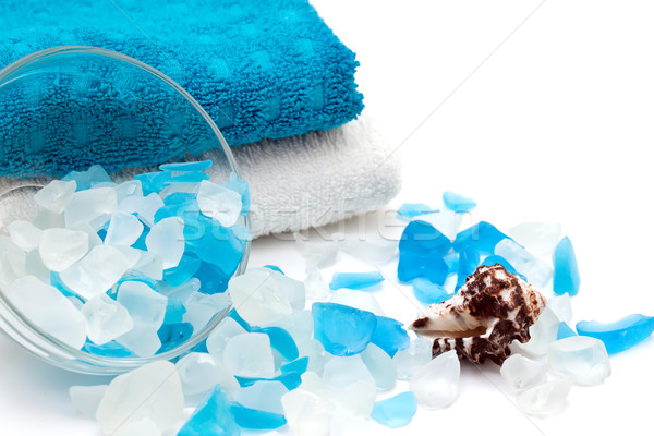 Towel and bath salts. Spa background Stock photo © g215