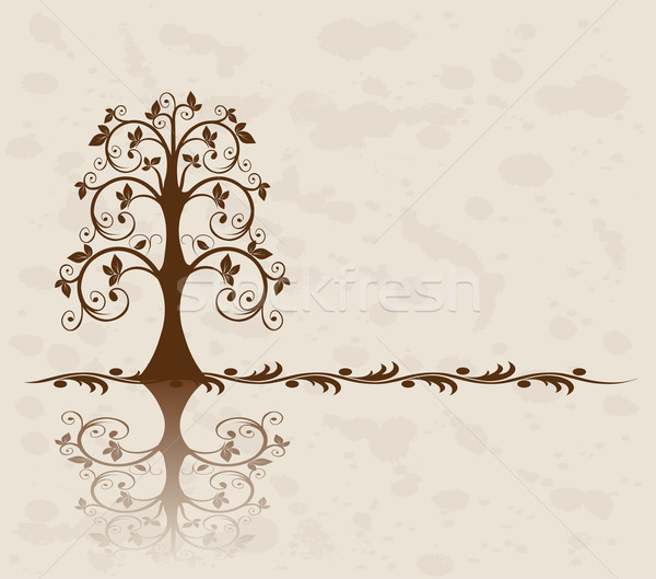 Stock photo: Openwork tree on vintage background