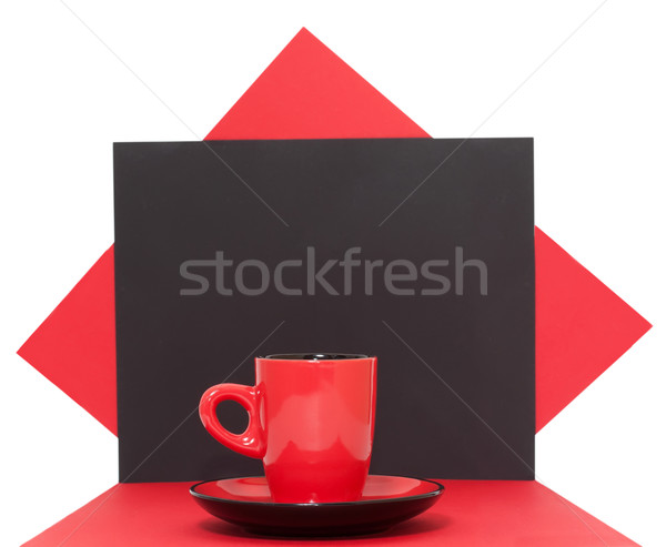 Foto d'archivio: Rosso · tazza · di · caffè · nero · bar · cafe · oggetto