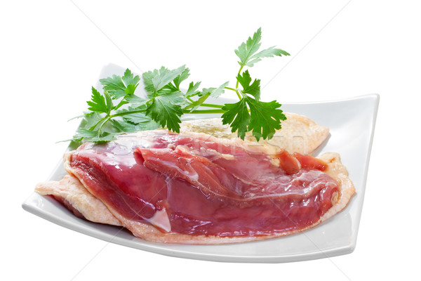 Marinated duck fillet on a white background Stock photo © g215