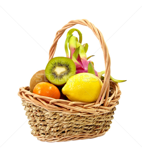 Exotique fruits osier panier orange tropicales [[stock_photo]] © g215