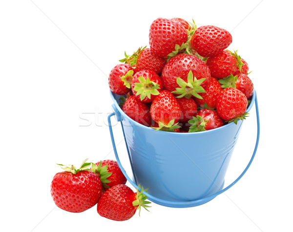 Strawberries in a bucket on a white background. Stock photo © g215