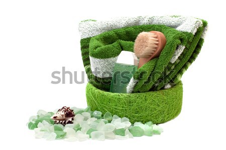 商业照片: 毛巾 ·浴· 身体 · 美女 · 绿色 · 按摩