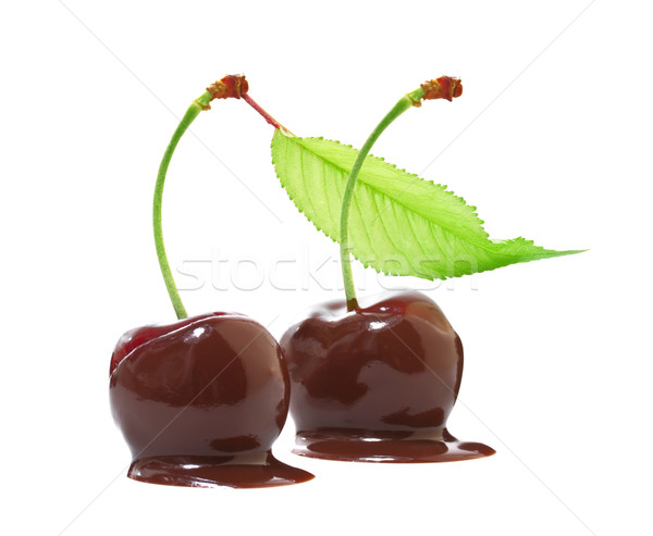 ストックフォト: チェリー · チョコレート · 白 · フルーツ · 赤 · 桜