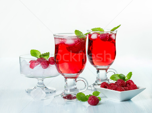 Alkohol koktél málna menta víz étel Stock fotó © g215