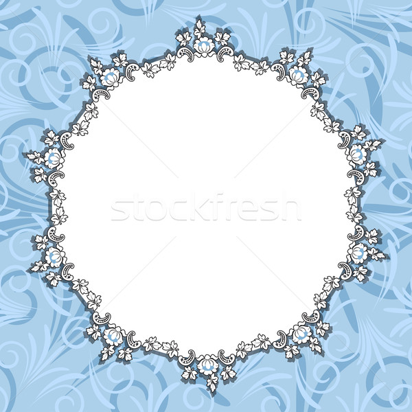 Bleu floral cadre nature feuille art [[stock_photo]] © g215