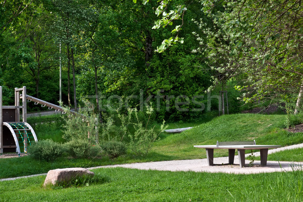 Ping pong öffentlichen Park Gras Sport Garten Stock foto © g215