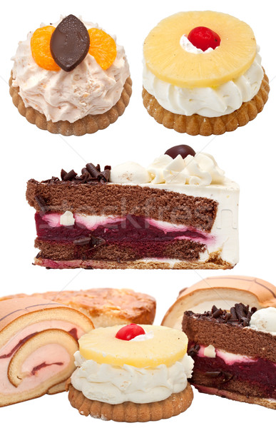 Stockfoto: Variëteit · cake · witte · voedsel · chocolade · plaat