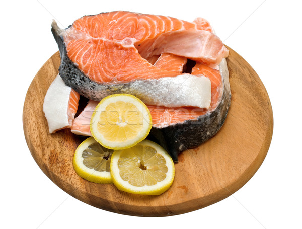 ストックフォト: 鮭 · レモン · 白 · 食品 · 魚 · 海