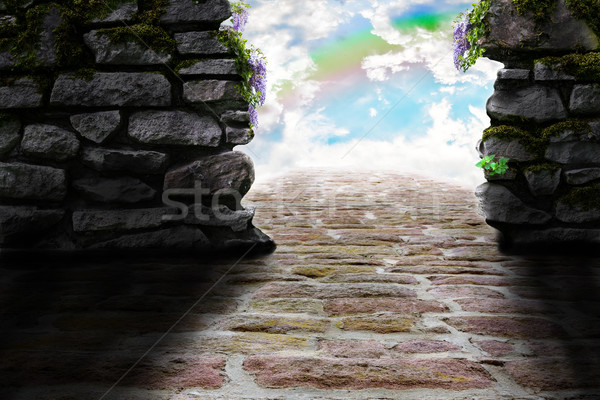 Surreal Bild Weg Himmel Wand abstrakten Stock foto © g215