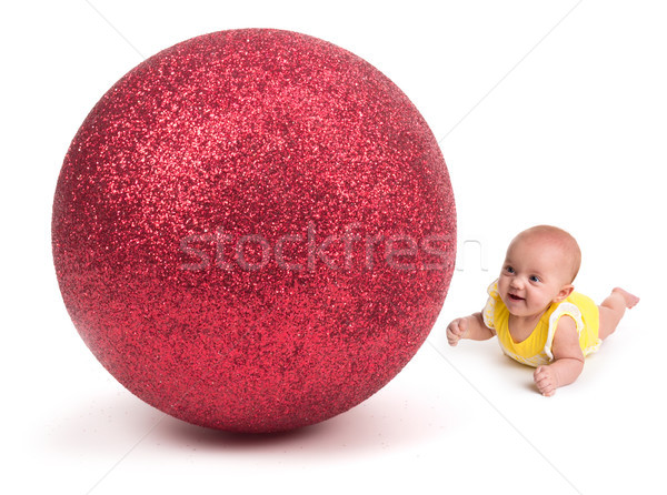 ストックフォト: かわいい · 赤ちゃん · 見える · 巨大な · クリスマス · 飾り