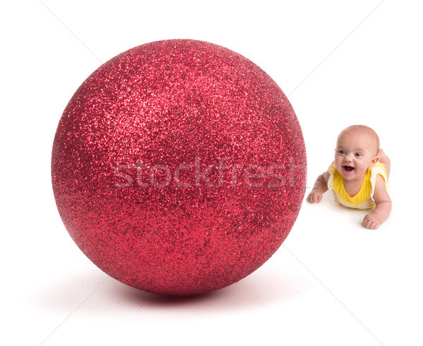 Bonitinho bebê sorridente enorme natal ornamento Foto stock © gabes1976