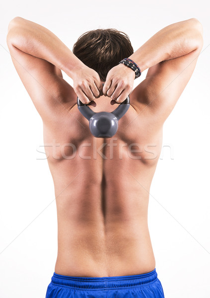 Kettlebells înapoi fitness om exercita negru Imagine de stoc © gabor_galovtsik