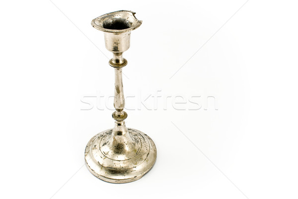 Antyczne srebrny klasyczny świecznik odizolowany biały Zdjęcia stock © gavran333