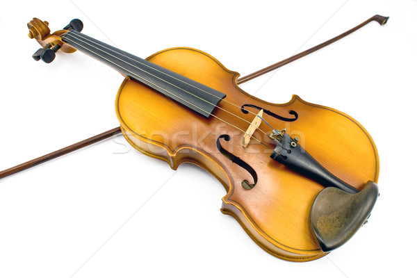 Vechi vioară arc izolat alb lemn Imagine de stoc © gavran333