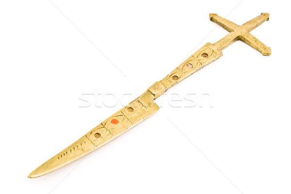 Brass letter opener knife shaped like cross Stock photo © gavran333