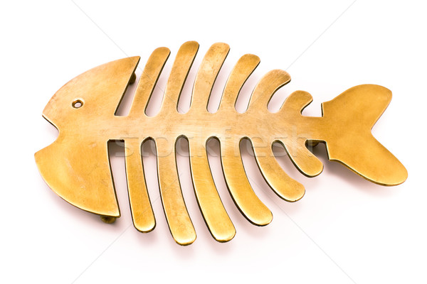 Latão peixe utensílio de cozinha isolado branco comida Foto stock © gavran333