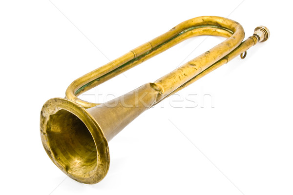 Alten isoliert weiß defekt Armee Trompete Stock foto © gavran333