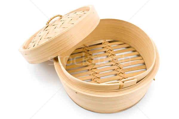 Bamboo basket steamer with open lid Stock photo © gavran333