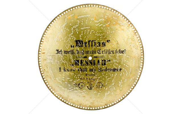 Stock photo: Metal disk from antique musical box