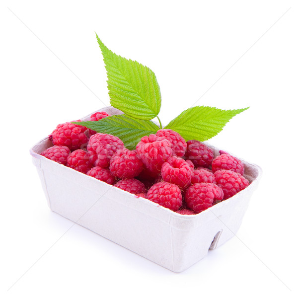 [[stock_photo]]: Framboises · fraîches · papier · isolé · blanche · alimentaire