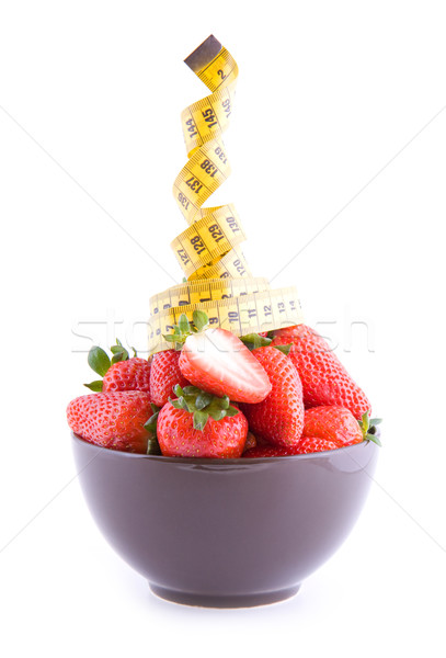草莓 灰色 碗 新鮮 捲尺 孤立 商業照片 © Gbuglok