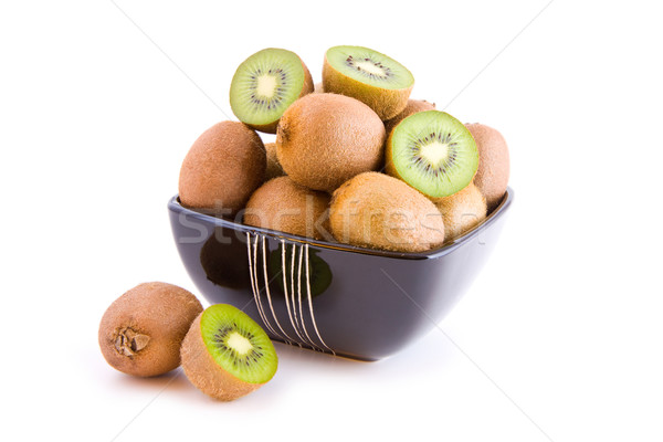 [[stock_photo]]: Kiwi · isolé · fruits · noir · bol · blanche