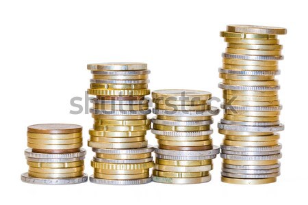 Euros monedas brillante aislado blanco Foto stock © Gbuglok